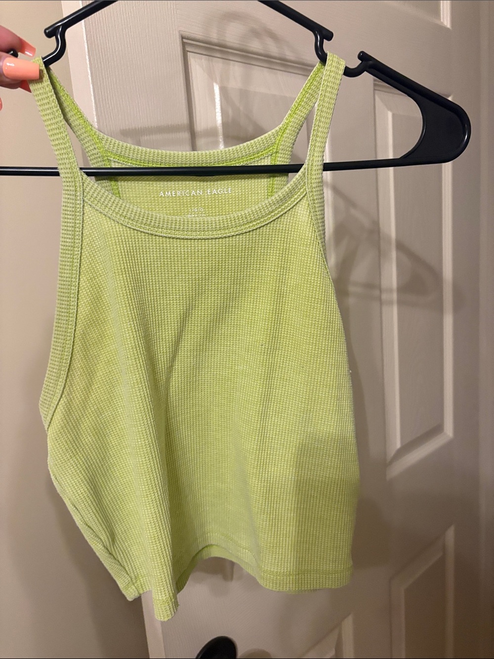 American Eagle Outfitters Lime Green Waffle Knit Tank Top